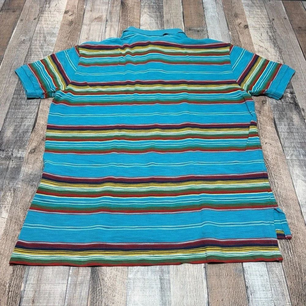 VTG Polo Ralph Lauren Polo Shirt Mens Large Multicolor Striped Preppy Y2K 90s